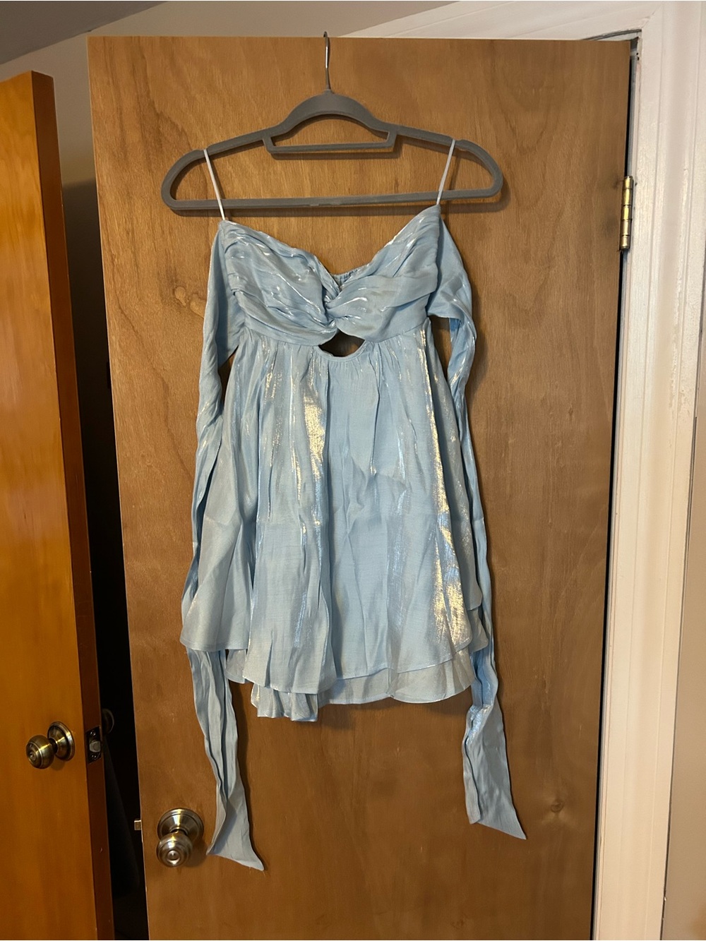 American Threads Gabby Twist Babydoll Dress - Chambray XS